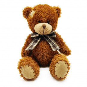 Rappa Plyšový medveď s mašľou 27 cm tmavo hnedý