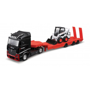 Bburago - Haulers construction, Kamion M-B Actros Gigaspace s Bobcat nakladačem, 1:43