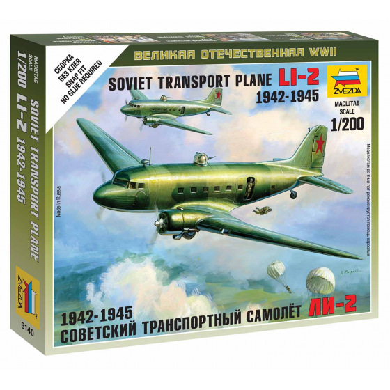 Zvezda Wargames (WWII) letadlo 6140 - LI-2 Soviet Transport Plane (1:200)