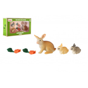 Králík/Králíček 3ks plast s doplňky v krabičce 16x9,5x4cm