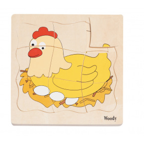 Woody Drewniana układanka Woody na planszy - Ewolucja kury