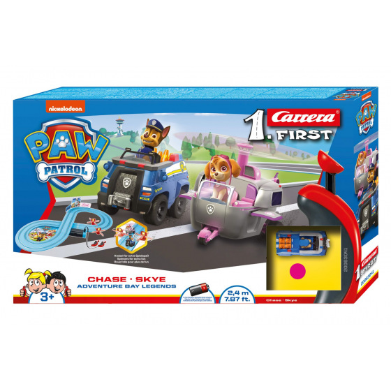 Carrera Autorennbahn Carrera First Paw Patrol 2,4m Kunststoff +2 batteriebetriebene Autos. in einer Schachtel 50x30x7cm