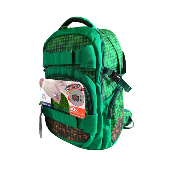 PIXIE CREW Schulrucksack, grün, Mine&Craft 100 Pixel