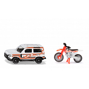 SIKU Blister - Land Rover Defender s KTM motocyklom SIKU Blister - Land Rover Defender s KTM motocyklom