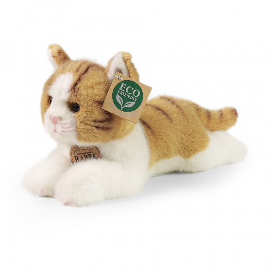 Rappa Plyšová kočka ležící hnědo-bílá 20 cm ECO-FRIENDLY