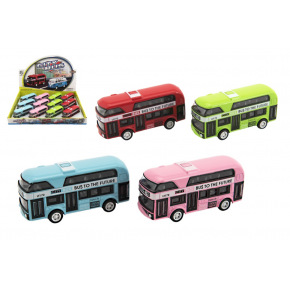 Teddies Dwupoziomowy autobus chowany z metalu/plastiku 9,5 cm w 4 kolorach