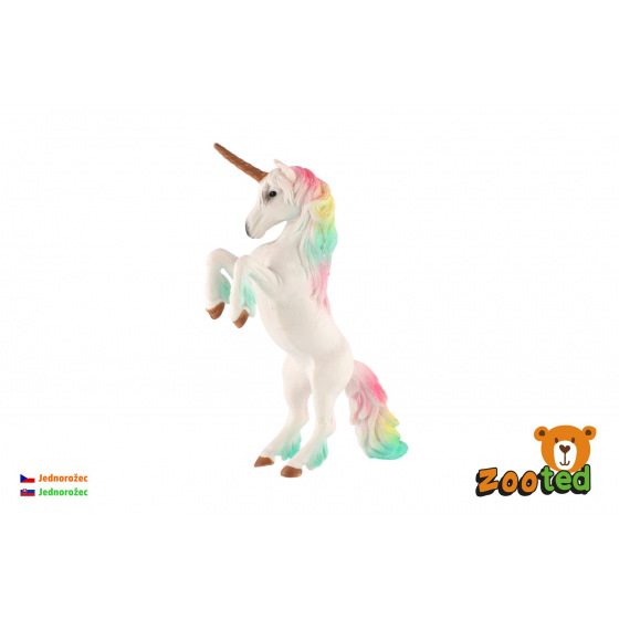 ZOOted Jednorožec bílý s duhovou hřívou zooted plast 18cm 