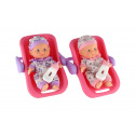 Teddies Panenka miminko plast 22cm pevné tělo v nosítku/autosedačce s lahvičkou 2 barvy