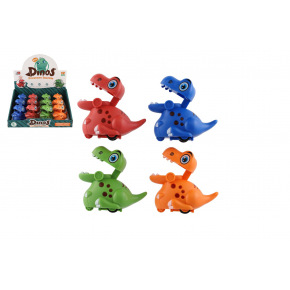 Teddies Dinosaurus Stlač a choď plast 9cm na zotrvačník 4 farby 