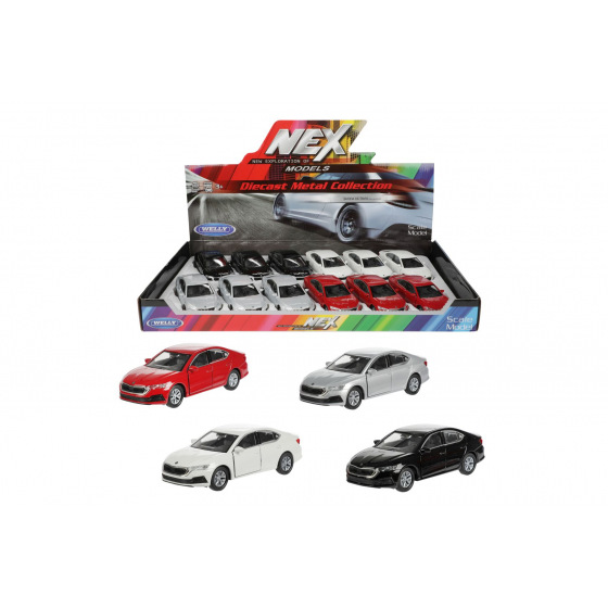 Teddies Auto Welly Škoda Octavia (new generation) kov/plast 12cm 4 barvy na zpětné natažení