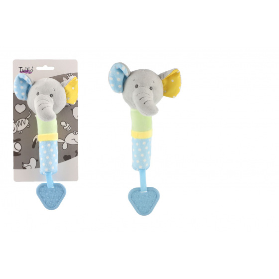 Quietsch-/Beißspielzeug Elefant Plüsch 23cm auf Karte im Beutel 0+