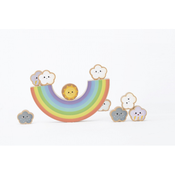 Rappa Hra dřevěná balanční duha s mraky