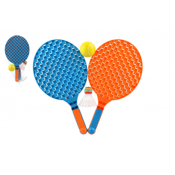 Teddies Sada na soft tenis 2 pálky plast 40cm + míček, košíček v síťce