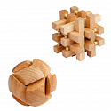 Teddies Hlavolam 3D puzzle dřevo mix druhů v krabičce 5x5cm 