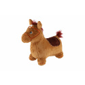 Teddies Hüpfpferd Plüsch braun Sitzhöhe 23cm mit Batterie und Sound in Box 35x22x13cm 12m+