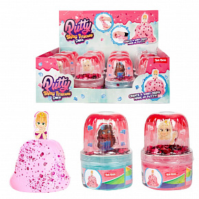 Teddies Sliz/hmota - vytvoř si šaty princezny s flitry 2 druhy v plastové krabičce 7x10cm 12ks v boxu