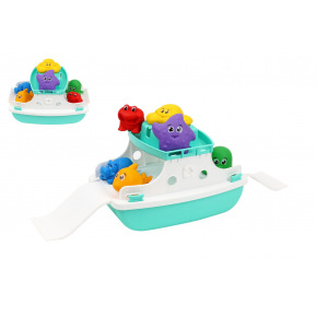 Loď/Trajekt do vody plast s doplňky v síťce 16x16x25cm