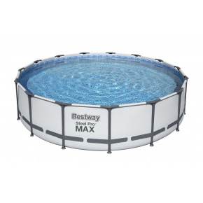 Bestway Nadzemní bazén kulatý Steel Pro MAX, kartušová filtrace, schůdky, plachta, průměr 4,57m, výška 1,07m