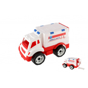 Teddies Auto ambulancia plast na voľný chod v sieťke 20x19x32cm