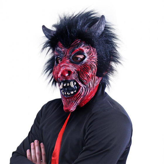 Rappa Maske Teufel mit Haaren für Erwachsene