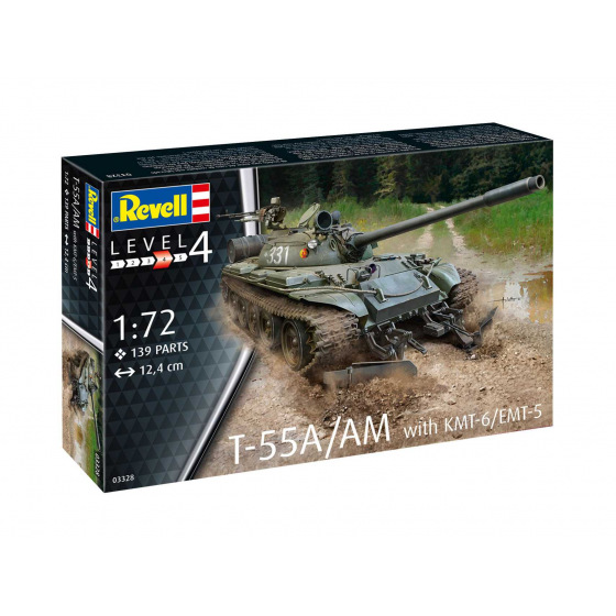 Revell Plastikmodellbausatz Panzer 03328 - T-55A/AM mit KMT-6/EMT-5 (1:72)