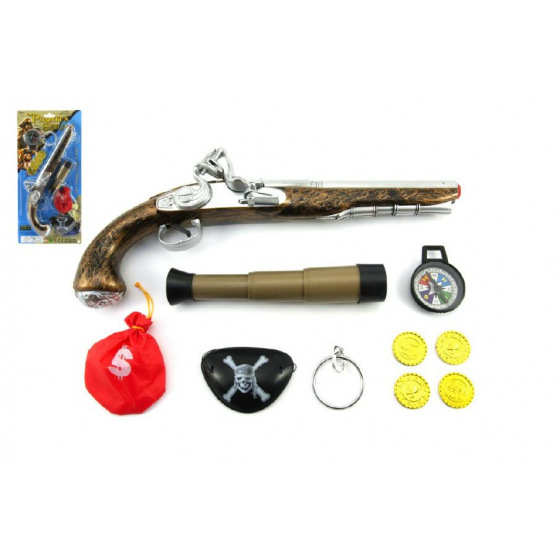 Teddies Piratenset - Pistole + Fernglas mit Zubehör aus Kunststoff auf Karte 20x43x6cm