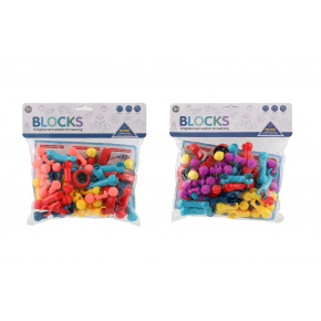 Teddies Stavebnice kostky plast 2 barvy v sáčku 24,5x23cm