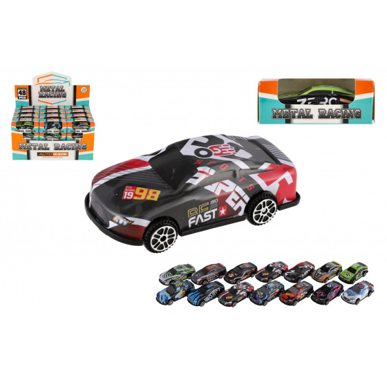 Teddies Rennwagen Mini Metall/Kunststoff 6cm mit Freilauf, Farbmix in Schachtel, 48 Stück im Karton