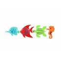 Teddies Spiel Fische/Angler mit Rute 26cm Kunststoff 5 Farben auf Karte 15,5x49x2cm
