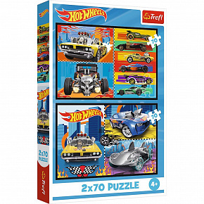 Trefl Puzzle 2v1 Autíčka  Hot Wheels 2x70 dílků 27,5x18cm v krabici 19x29x4cm