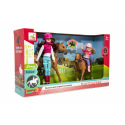 Teddies Kůň 2ks + panenka žokejka 2ks plast v krabici 44x26x12cm