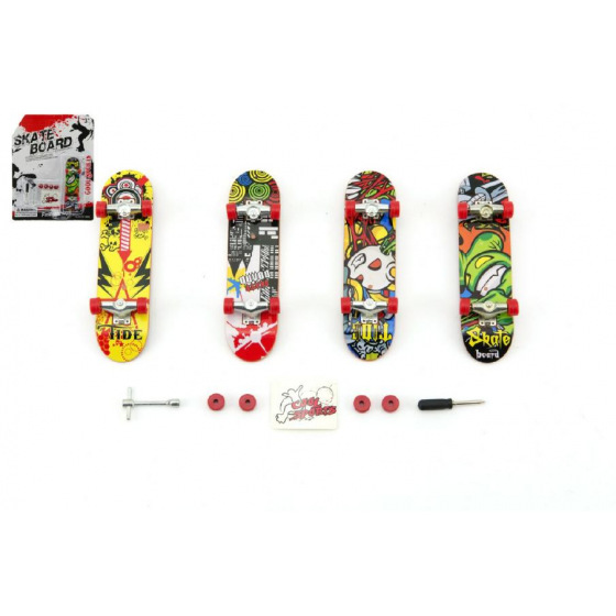 Teddies Skateboard prstový plast 10cm s doplňky asst na kartě