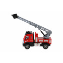 Teddies Feuerwehrwagen mit Leiter aus Kunststoff 13cm mit Rückzug in Schachtel 17x12x8cm