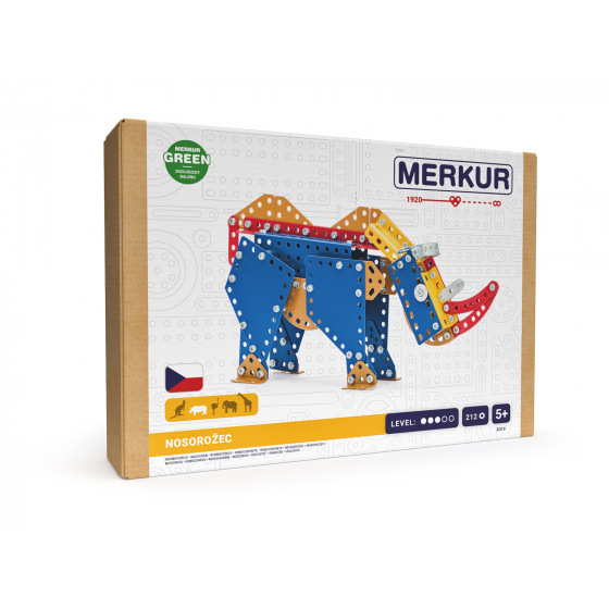 MERKUR - Stavebnice MERKUR - Baukasten Merkur - ZOO - Nashorn, 207 Teile