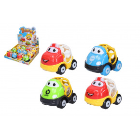 Wiky Autíčko s chrastítkem plast 9,5cm 4 barvy 12ks v boxu 6m+
