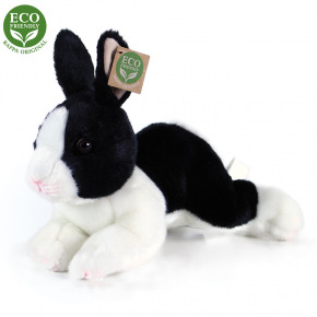 Rappa Plyšový králik bielo-čierny ležiaci 23 cm ECO-FRIENDLY