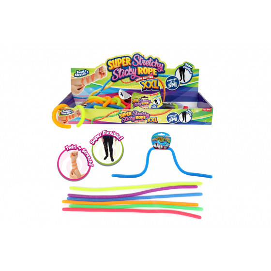 Teddies Guma s glitry natahovací antistresová elastická 50cm 6 barev