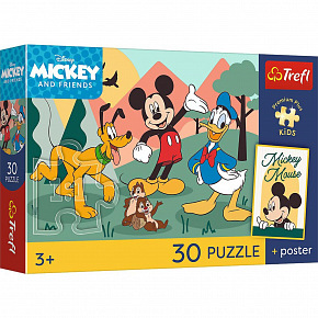 Trefl Puzzle Premium Plus Kids - Mickey a přátelé Disney  27x20cm + plakát 30 dílků v krabičce 21x14x4cm 
