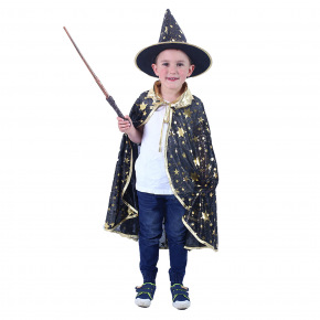 Rappa Detský plášť čierny s klobúkom čarodejnice/Halloween