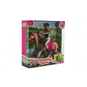 Teddies Kôň hýbajúce sa + bábika žokejka plast v krabici 35x36x11cm