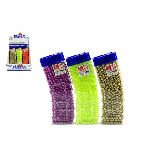 Teddies Kugeln für Pistole 800 Stück Plastik asst 6 Farben in Plastikbox 7x17cm