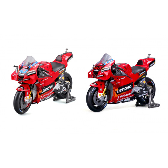 Maisto - Motocykl, Ducati Lenovo Team 2022, assort (63 Francesco Bagnaia+43 Jack Miller), 1:18