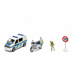 SIKU Super - VW T6 policajná dodávka s motorkou