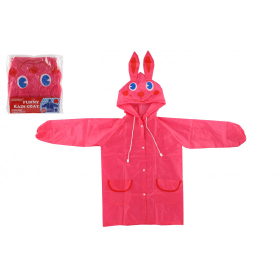 Teddies Kinderregenmantel Hase Größe 110-120cm rosa im Beutel 23x25cm