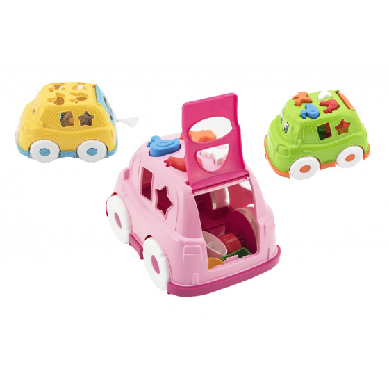 Teddies Auto vkládačka plast 24x17cm 3 barvy v síťce 12m+