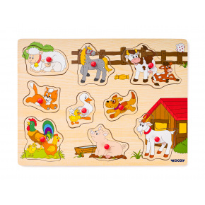Woody Puzzle na desce - zvířata u statku