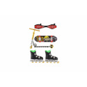 Teddies Set Skateboard, Waveboard, Rollschuhe, Finger-Scooter aus Kunststoff, verschiedene Arten auf Karte 16x30cm