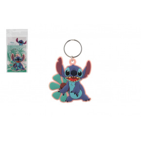 Teddies Přívěsek na klíče/Klíčenka Lilo & Stitch gumový 6cm s květinou v sáčku