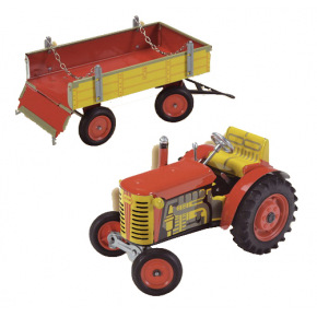 Kovap Traktor 0395 s valníkem červený / zelený - kovový model