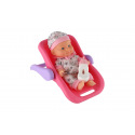 Teddies Panenka miminko plast 22cm pevné tělo v nosítku/autosedačce s lahvičkou 2 barvy